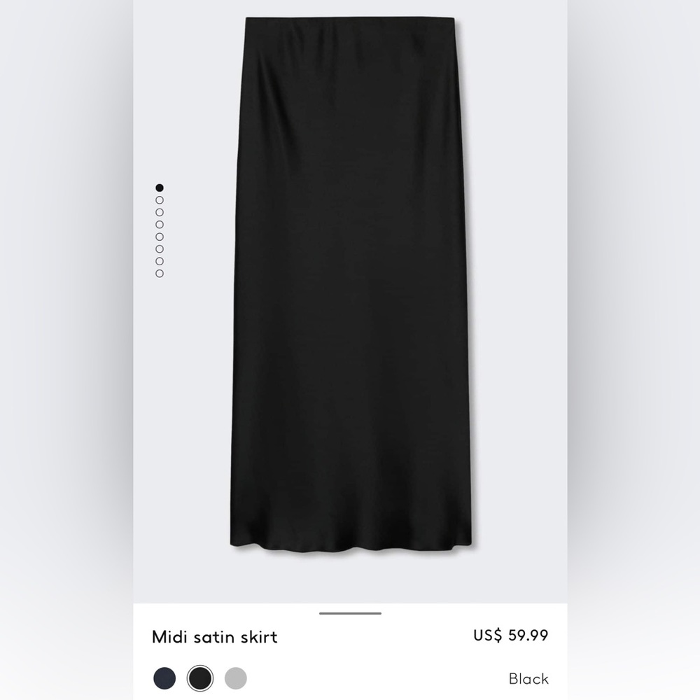 Black satin midi skirt. Brand Mango. New collection. Brand new.